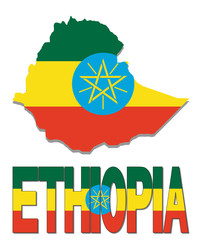 Ethiopia map flag and text illustration