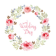 Watercolor flowers frame