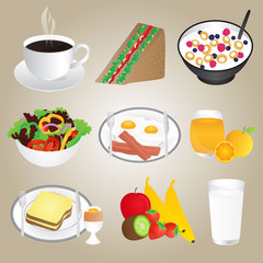 Healthy Foods and Breakfast Set