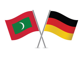 German and Maldives flags. Vector illustration.