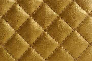 Golden Quilted Leather Background