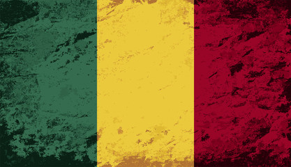 Malian flag. Grunge background. Vector illustration