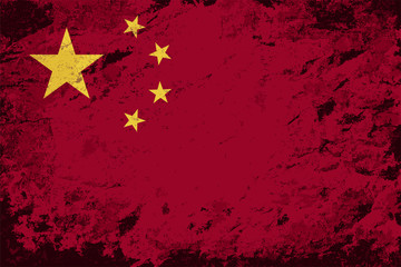 Chinese flag. Grunge background. Vector illustration