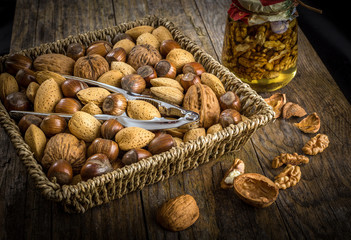 steel nutcracker and nuts