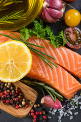 Fresh sustainable salmon with herbs