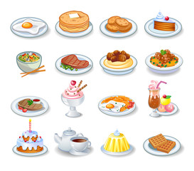 Computer icons of various dishes
