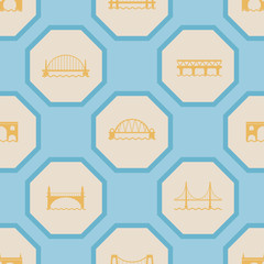 Seamless background with different bridges