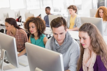 Students working in computer room