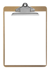 clipboard with paper isolated on white