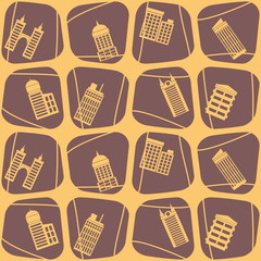 seamless background with various city buildings