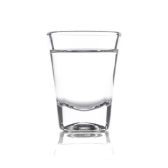 vodka and wineglass isolated on white