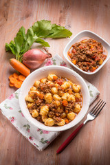 homemade gnocchi with ragout sauce