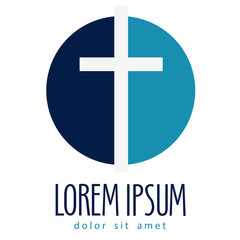 Obraz premium religion vector logo design template. crucifixion or Church icon