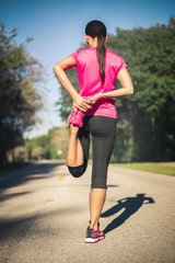 Woman is stretching before jogging.Fitness and lifestyle concept