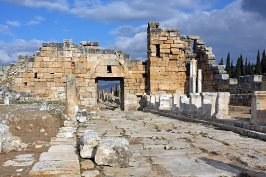 the ruins of the ancient city of Hierapolis, Turkey
