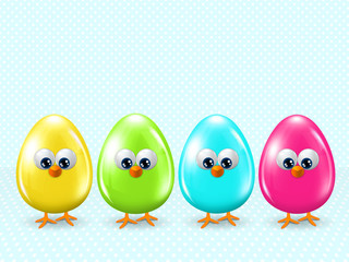 easter cartoon eggs staying in row with place for text