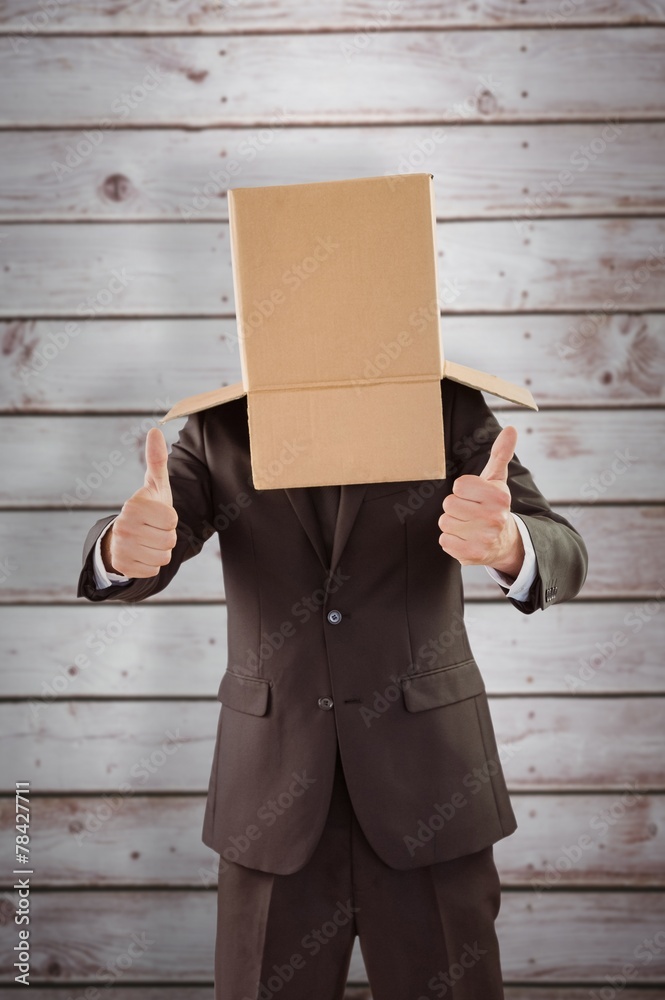 Poster composite image of anonymous businessman with thumbs up