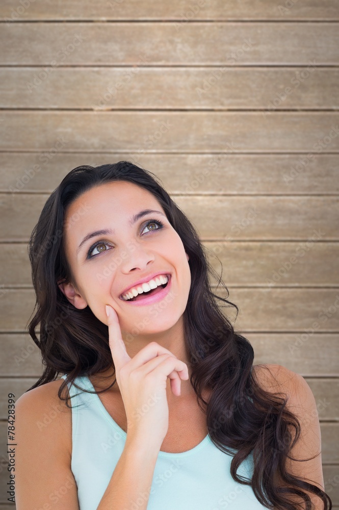 Poster Composite image of pretty brunette getting an idea