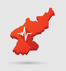 North  Korea map with a heart beat sign