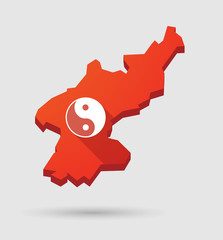 North  Korea map with a ying yang