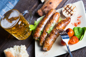 Grilled sausages and beer