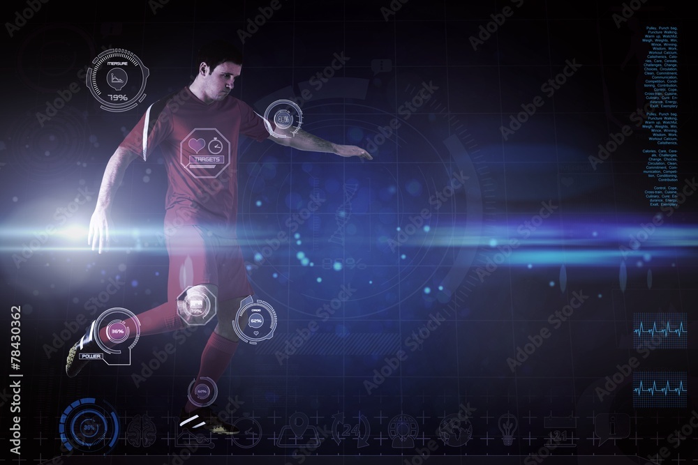 Aufkleber composite image of football player in red kicking
