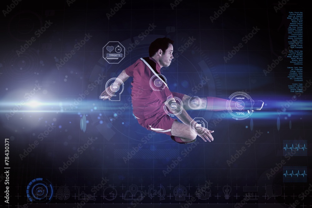 Aufkleber composite image of football player in red kicking