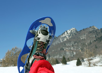 modern snowshoe in the mountain