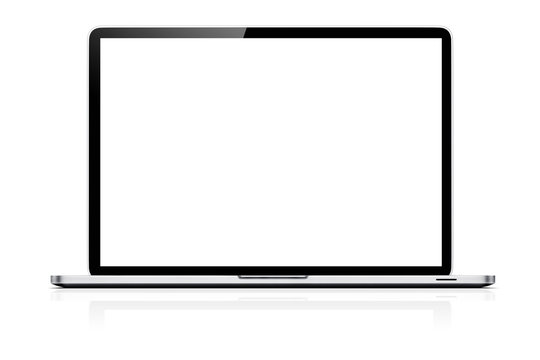 3d Laptop With Blank Screen On White Background