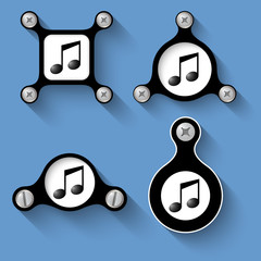 abstract black objects and screws and music symbol