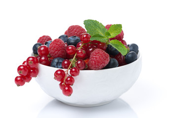 bowl with fresh juicy berries, isolated