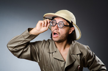 Funny safari hunter against background © Elnur