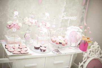 Keuken spatwand met foto pink candy bar © producer