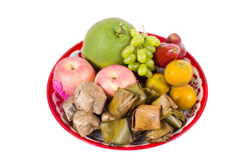 assorted fruit, Dessert on tray for Chinese new year celebration