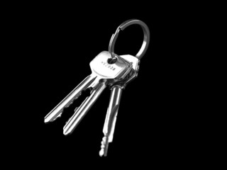 Keys isolated on black background