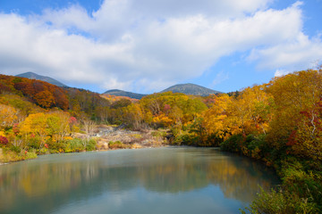 Autumn foliage at the Jigokunuma Pond in Mt.Hakkoda, Aomori, Jap