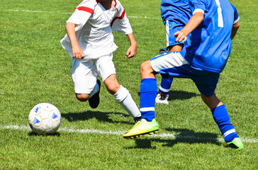Young soccer players in action © majorosl66