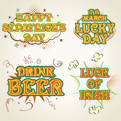 Stylish typographic collection or labels for St. Patrick's Day.
