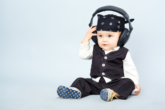 baby with headphone