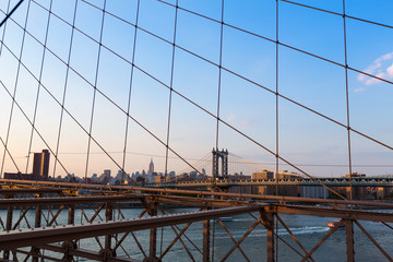 Manhattan Bridge from Brooklyn bridge New York
