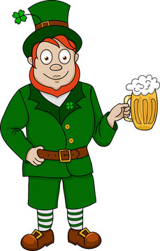 Funny leprechaun with beer