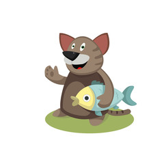 Cat with fish.