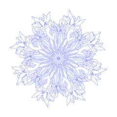 Background with round with blue irises