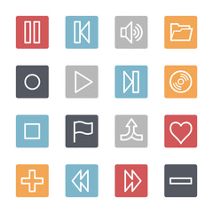 Media player web icons set