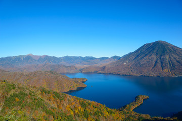Lake Chuzenji and Mt.Nikko-Shirane in Autumn, in Oku-nikko, Toch