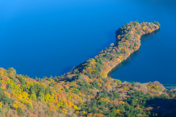 Lake Chuzenji and Mt.Nikko-Shirane in Autumn, in Oku-nikko, Toch