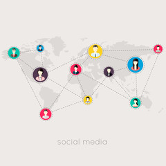 Flat icons for social media and network connection concept.