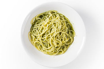 パスタ　ジェノベーゼ　俯瞰　Pasta genovese