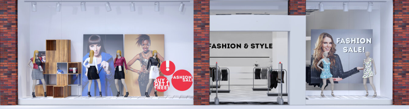Schaufenster einer Boutique mit Mode
