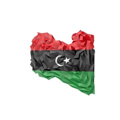 Low Poly Libya Map with National Flag